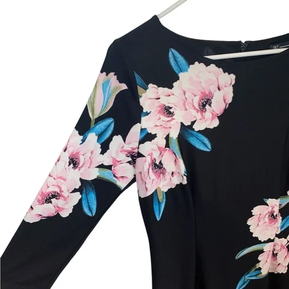 INC International concepts 34 sleeve black floral sheath  dress - Picture 7 of 13